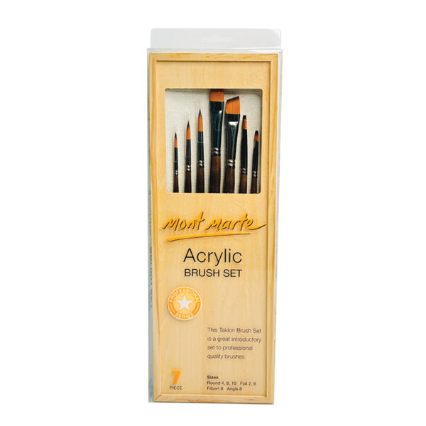 Mont Marte Acrylic Brush Set 7 - Wooden Box