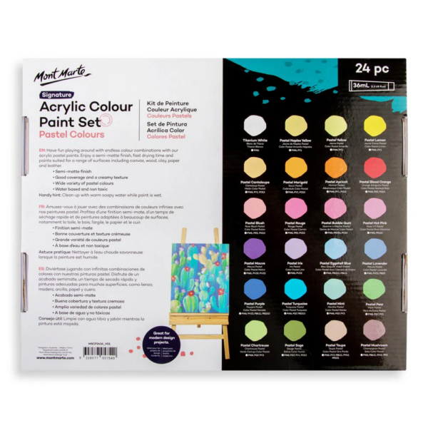 Mont Marte Acrylic Pastel Paint Set 24x36ml - Image 5