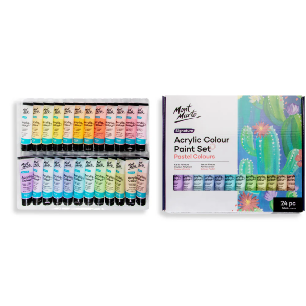 Mont Marte Acrylic Pastel Paint Set 24x36ml - Image 4