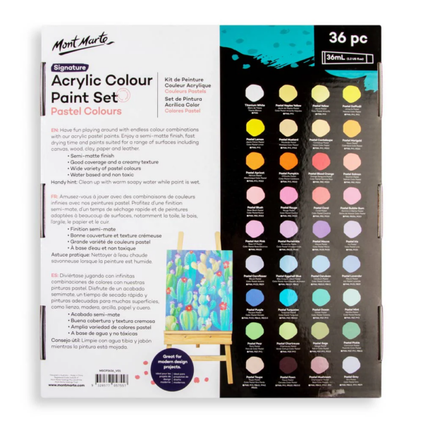 Mont Marte Acrylic Pastel Paint Set 36x36ml - Image 3