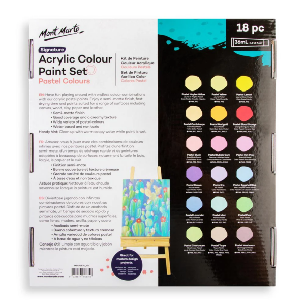 Mont Marte Acrylic  Pastel Paint Set 18x36ml - Image 4