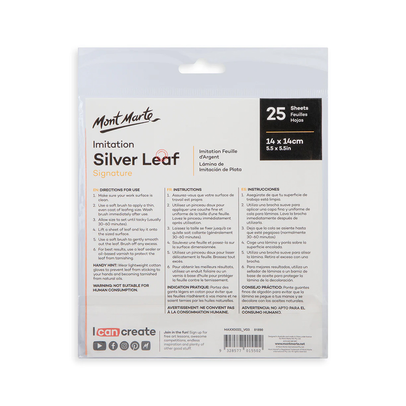 Mont Marte Imitation Silver Leaf - Image 3